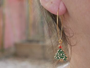 Boucles d'oreilles créoles forme Sapin de Noël 1