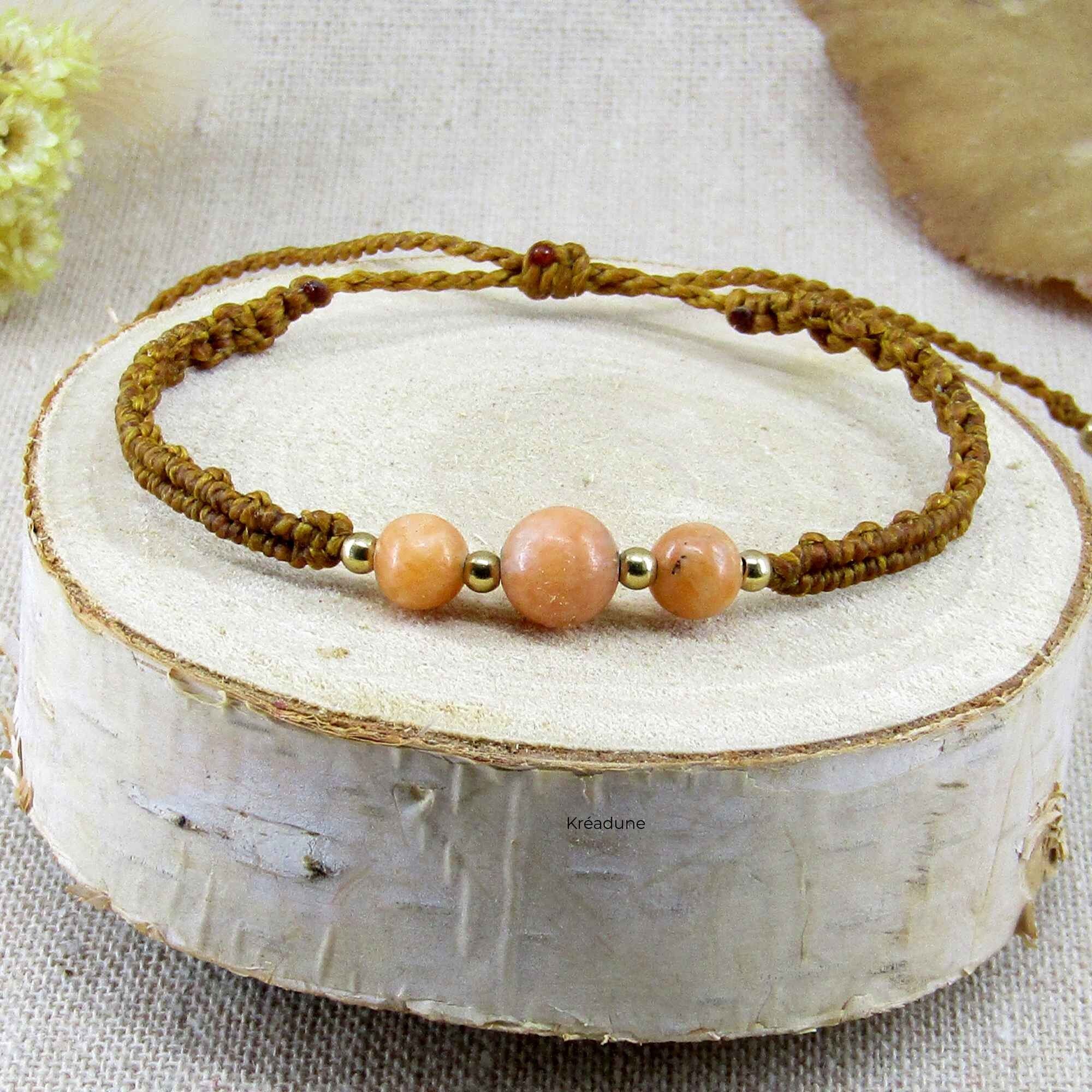 Bracelet macramé calcite orange - Manali