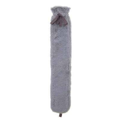 Long Hot Water Bottle - Grey Faux Fur 2L