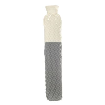 Grey And Cream Knit - Long Hot Water Bottle