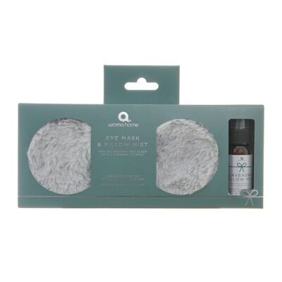 Grey Faux Fur Eye Mask & Pillow Spray Set