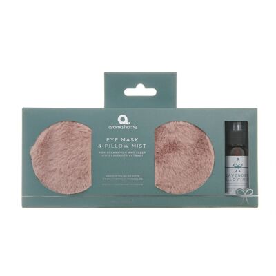 Pink Faux Fur Eye Mask & Pillow Spray Set