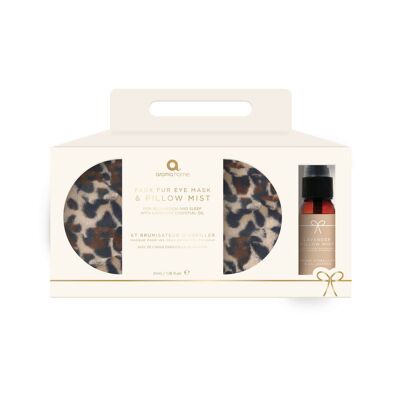 Leopard Faux Fur Eye Mask & Pillow Spray Set