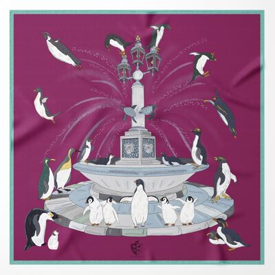 Penguin Fountain Silk Scarf