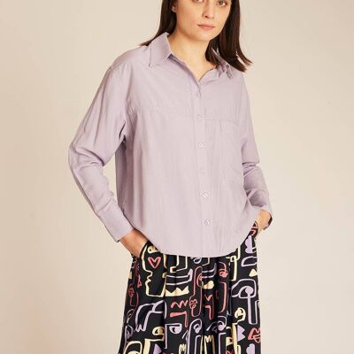 CHEMISE SOIE POCHES LILAS