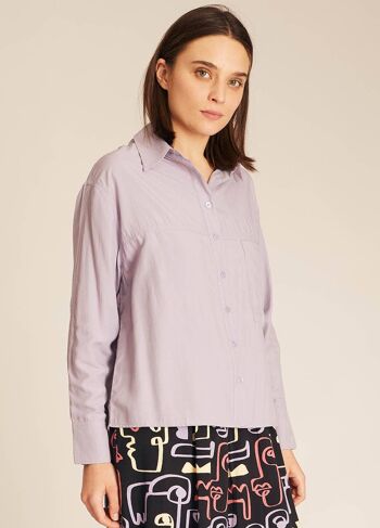 CHEMISE SOIE POCHES LILAS 2