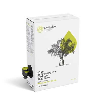 EVO Oil Tunnaliva - Italienisches Natives Olivenöl Extra - 100% Nocellara del Belice - IGP Sizilien - Bag-in-Box 3 L