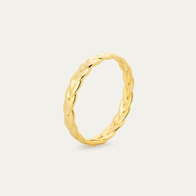 Braid Gold Ring - Mint Flower -
