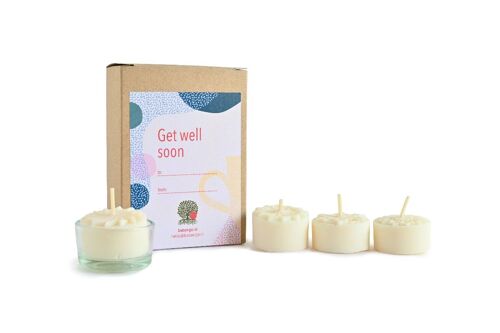Get Well Soon - giftbox containing rapeseed wax tealights and cup