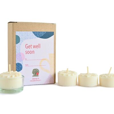 Get Well Soon: caja de regalo que contiene velas de té de cera de colza y una taza