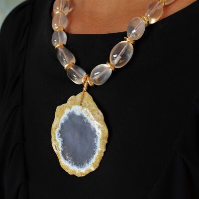 Choker Réf Agates Transparentes et Géode