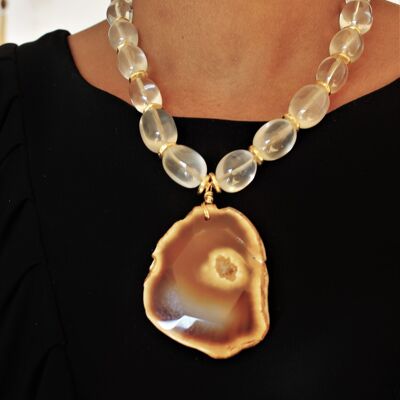 Choker Ref. Transparent Agates and Amber Geode