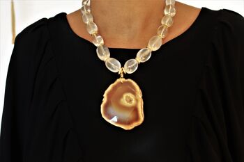 Choker Réf Agates Transparentes et Géode d'Ambre 2