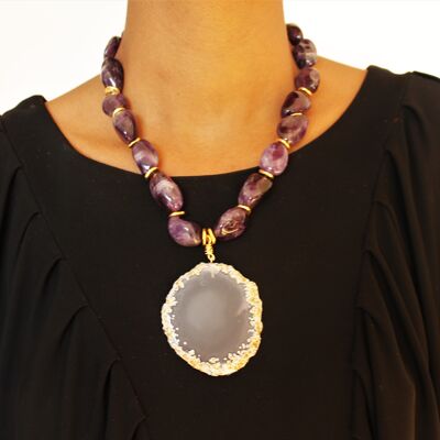 Choker Ref. Amethysts and Natural Geode