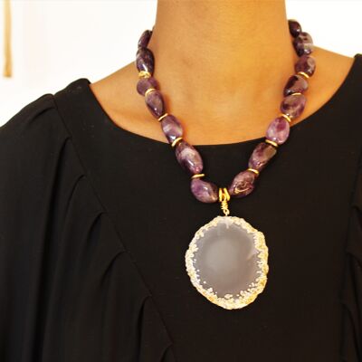 Choker Ref. Amethysts and Natural Geode