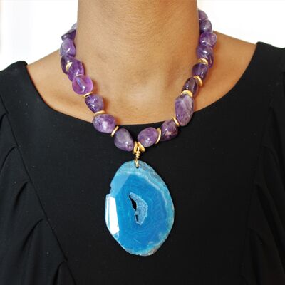 Choker Ref. Amethysts and Turquoise Geode