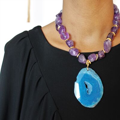 Choker Ref. Amethysts and Turquoise Geode