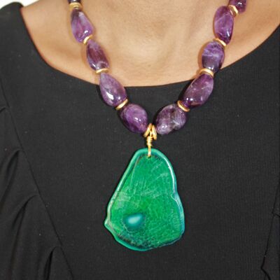 Choker Ref. Amethysts and Green Geode