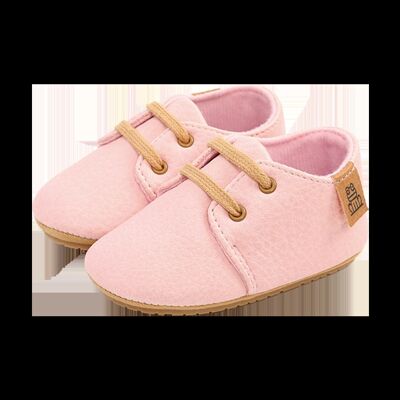 Chaussures bébé en cuir souple rose Tibamo