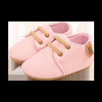 Chaussures bébé en cuir souple rose Tibamo 1