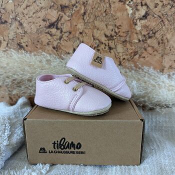 Chaussures bébé en cuir souple rose Tibamo 5