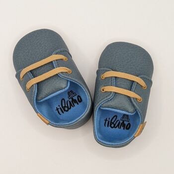 Chaussures bébé en cuir souple bleu Tibamo 6