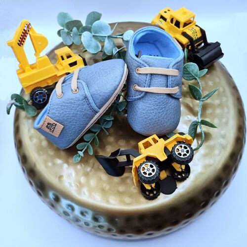 Chaussures bébé en cuir souple bleu Tibamo