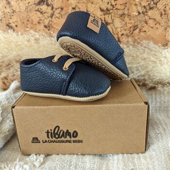 Chaussures bébé en cuir souple bleu nuit Tibamo 4