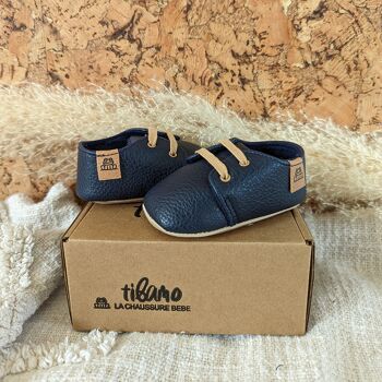 Chaussures bébé en cuir souple bleu nuit Tibamo 5