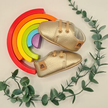 Chaussures bébé en cuir souple Or Tibamo 2