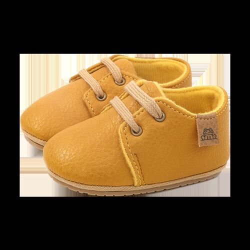 Chaussures bébé en cuir souple jaune Tibamo