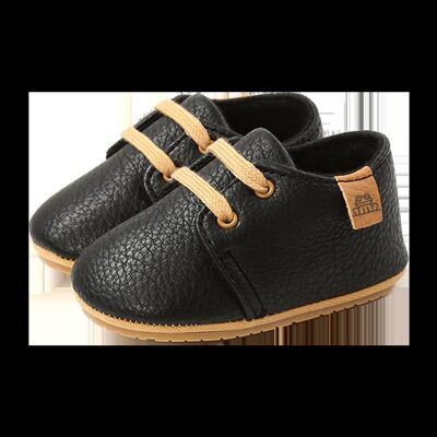 Tibamo black soft leather baby shoes