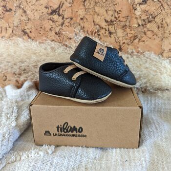 Chaussures bébé en cuir souple noir Tibamo 5
