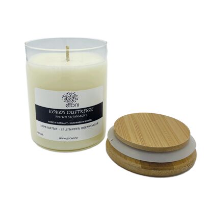 Scented candle in a glass with bamboo lid made of organic soy wax and natural essential oil, candles handmade from the Ahr Valley - Made in Germany - 230 ML