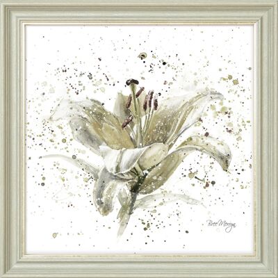 Grey Lily Midi Framed Print - Grey Mist