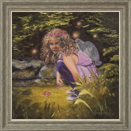 Hiding with the Fairies Midi Framed Print - Walnut