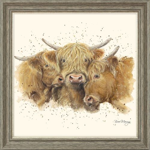 Highland Huddle Midi Framed Print - Walnut