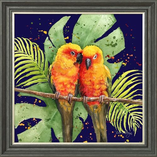 Paige and Paulo Blue Midi Framed Print - Graphite