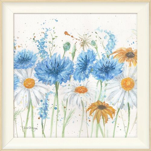 Scabious and Daisies Midi Framed Print - Warm White