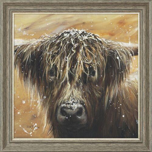 Snowy Hamish Midi Framed Print - Walnut