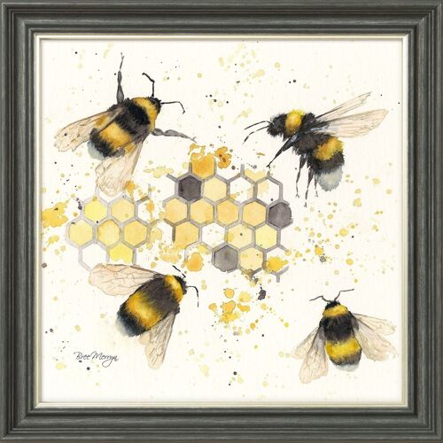 The Pollinators Midi Framed Print - Graphite