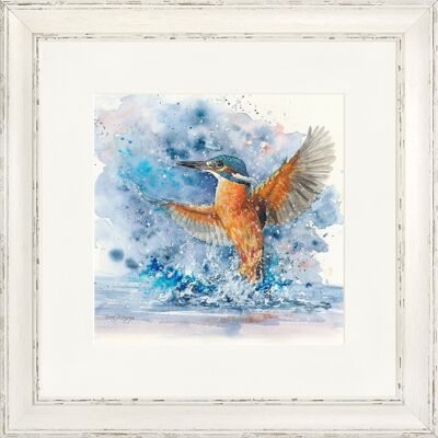Colourful Kingfisher Classic Framed Print - Antique Taupe