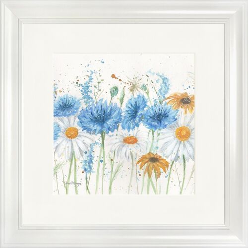 Scabious and Daisies Classic Framed Print - White