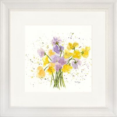 Sweet Peas Bouquet Classic Framed Print - Off White