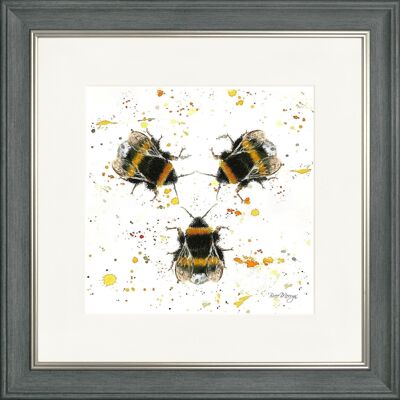 Three Bees Classic Framed Print - Charcoal