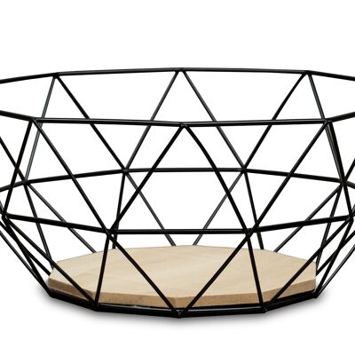 Basket metal black 26x12cm modern wood MDF brown bowl bowl decoration design