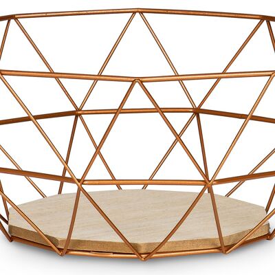 Basket metal copper 26x12cm modern wood MDF brown bowl bowl decoration design