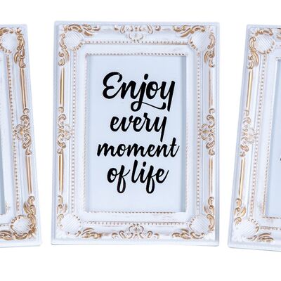 Set of 3 photo frames 10x15 white gold photo stand baroque shabby antique decoration