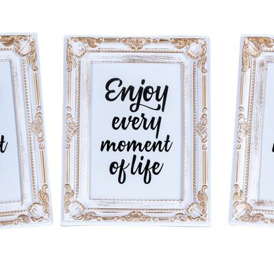 Set of 3 photo frames 13x18 white gold photo stand baroque shabby antique decoration