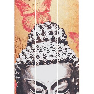 Letrero de madera Buddha Smile Wood Picture Deco Sign Shabby Vintage Wall Sign